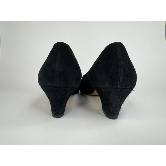 Vintage Salvatore Ferragamo Womans Black Suede Pumps Size 8B Kitten Block Heels - Picture 5 of 11
